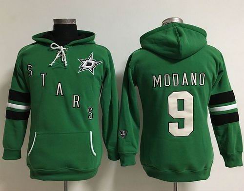 Dallas Stars #9 Mike Modano Green Women's Old Time Heidi NHL Hoodie